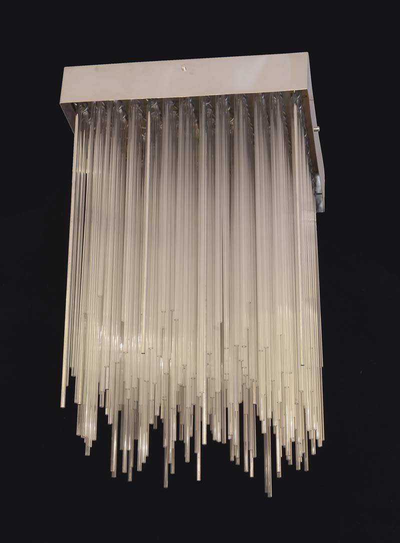 1960's square ceiling light with glass rods