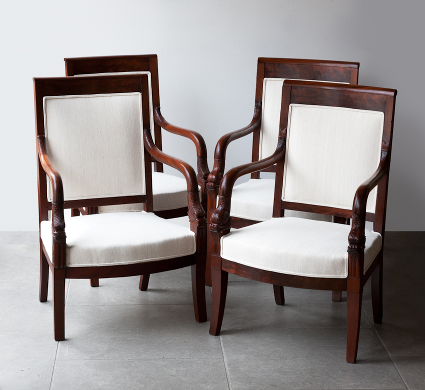 Restauration mahogany French Fauteuils from Julia Boston Antiques