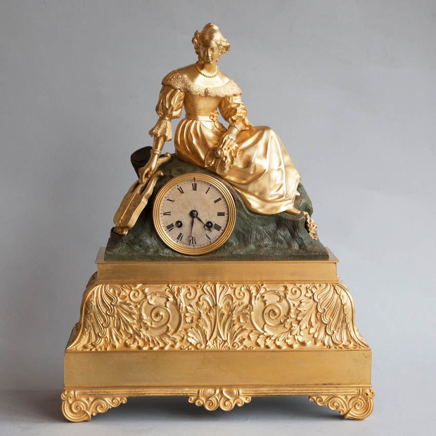 Napoleon III gilt bronze figural mantel clock