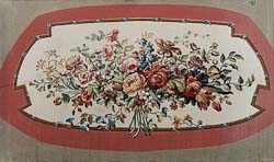 red and green sofa tapestry cross knots